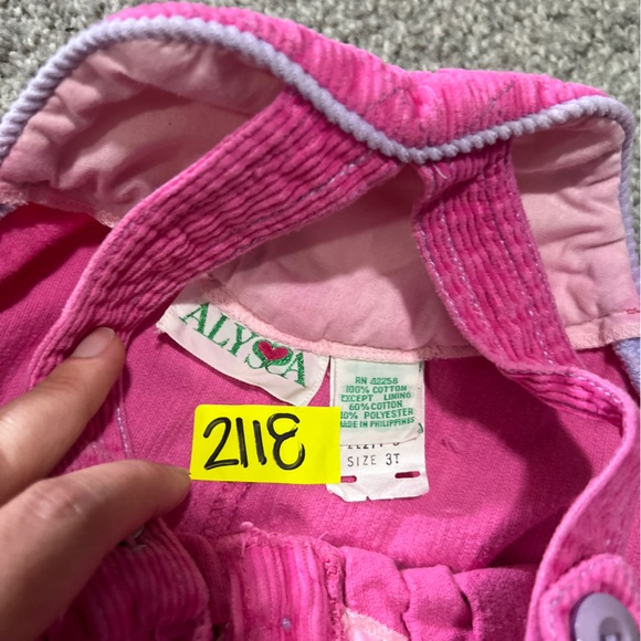 Vintage corduroy overalls girls 3T pink purple jumper romper USA girly 90s - Picture 9 of 16
